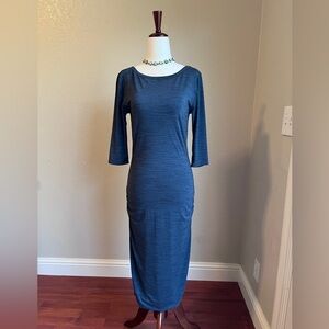Prana Nanette Knit Midi Dress NWT Size SMALL Color Chalkboard Heather
